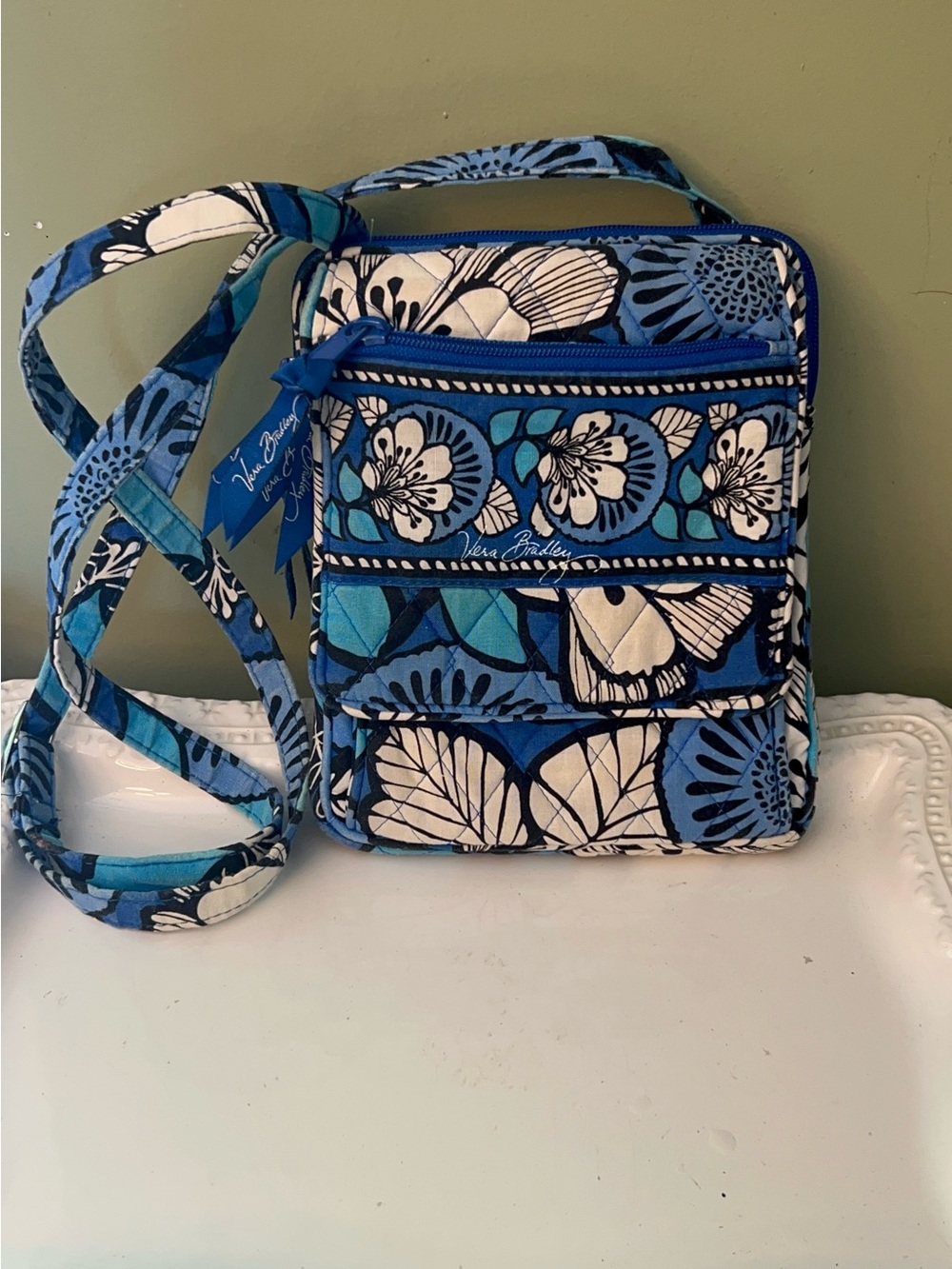 Vera Bradley Mini Hipster Crossbody Bag in retired Blue Bayou Pattern